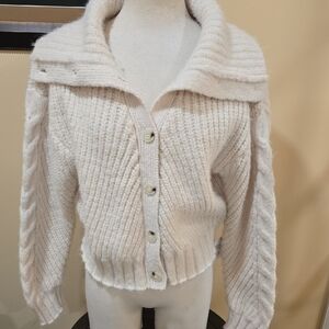 NWT Topshop Cream Chunky Knit Button-Front Cardigan Women’s Size M MSRP $85.00